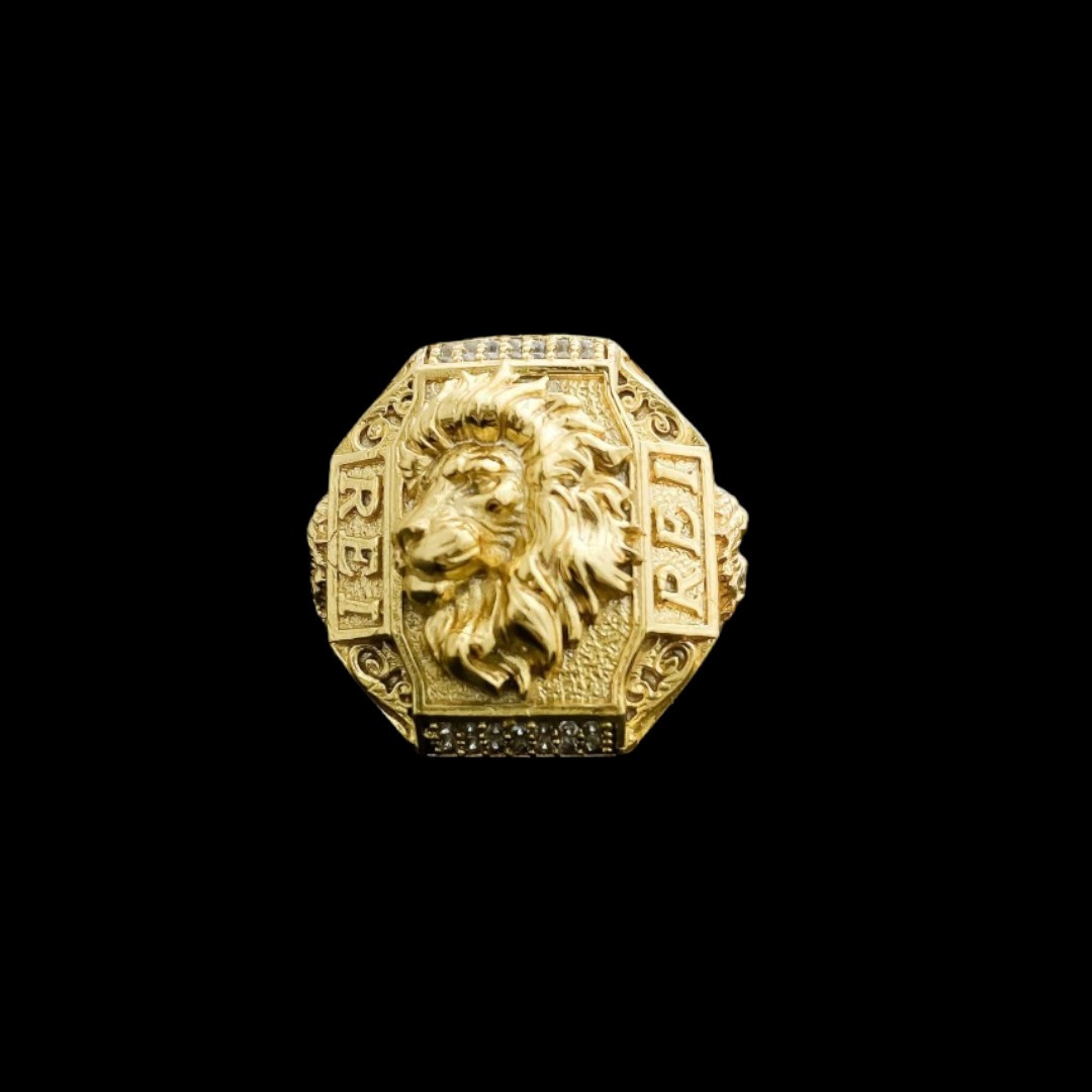 15322972581 Anel Leao Rei Banhado A Ouro 18K 2