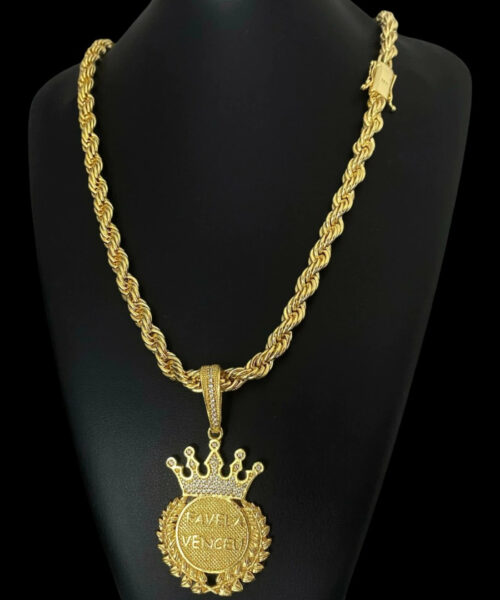 Cordão Baiano 8mm + Pingente Favela Venceu - Banhado a Ouro