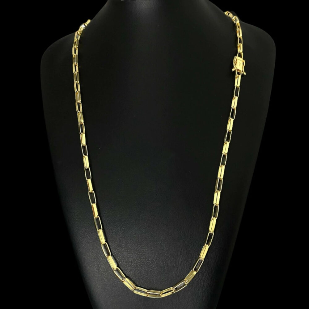 Cordão Tijolinho Alongado 5Mm - Banhado A Ouro 18K