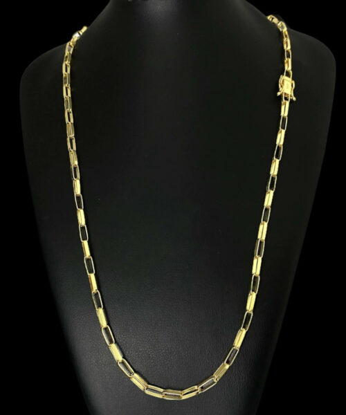 Cordão Tijolinho Alongado 5mm - Banhado a Ouro 18k