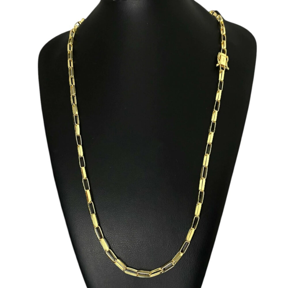 Cordão Tijolinho Alongado 5Mm - Banhado A Ouro 18K - Imagem 2