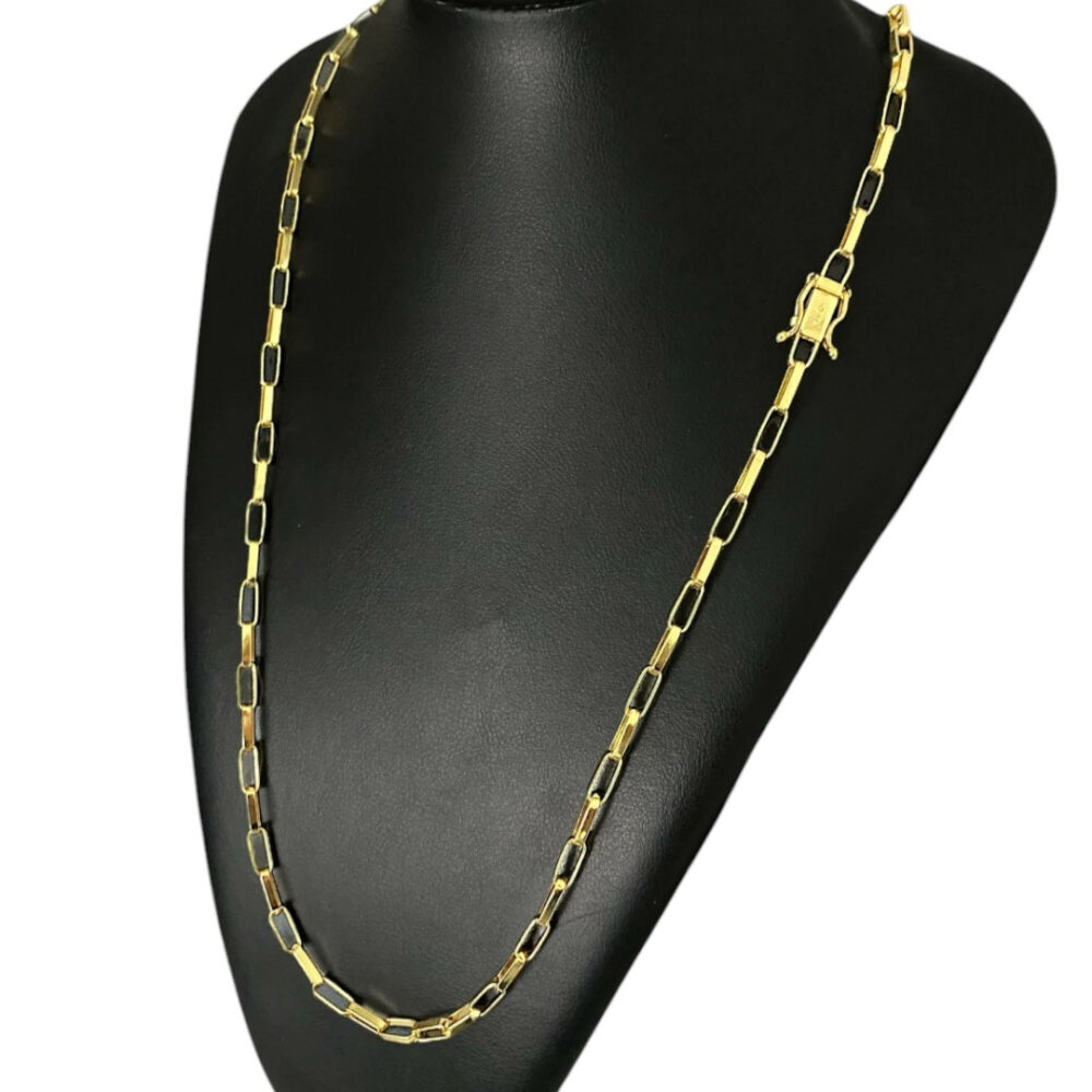 Cordão Tijolinho Alongado 5Mm - Banhado A Ouro 18K - Imagem 5