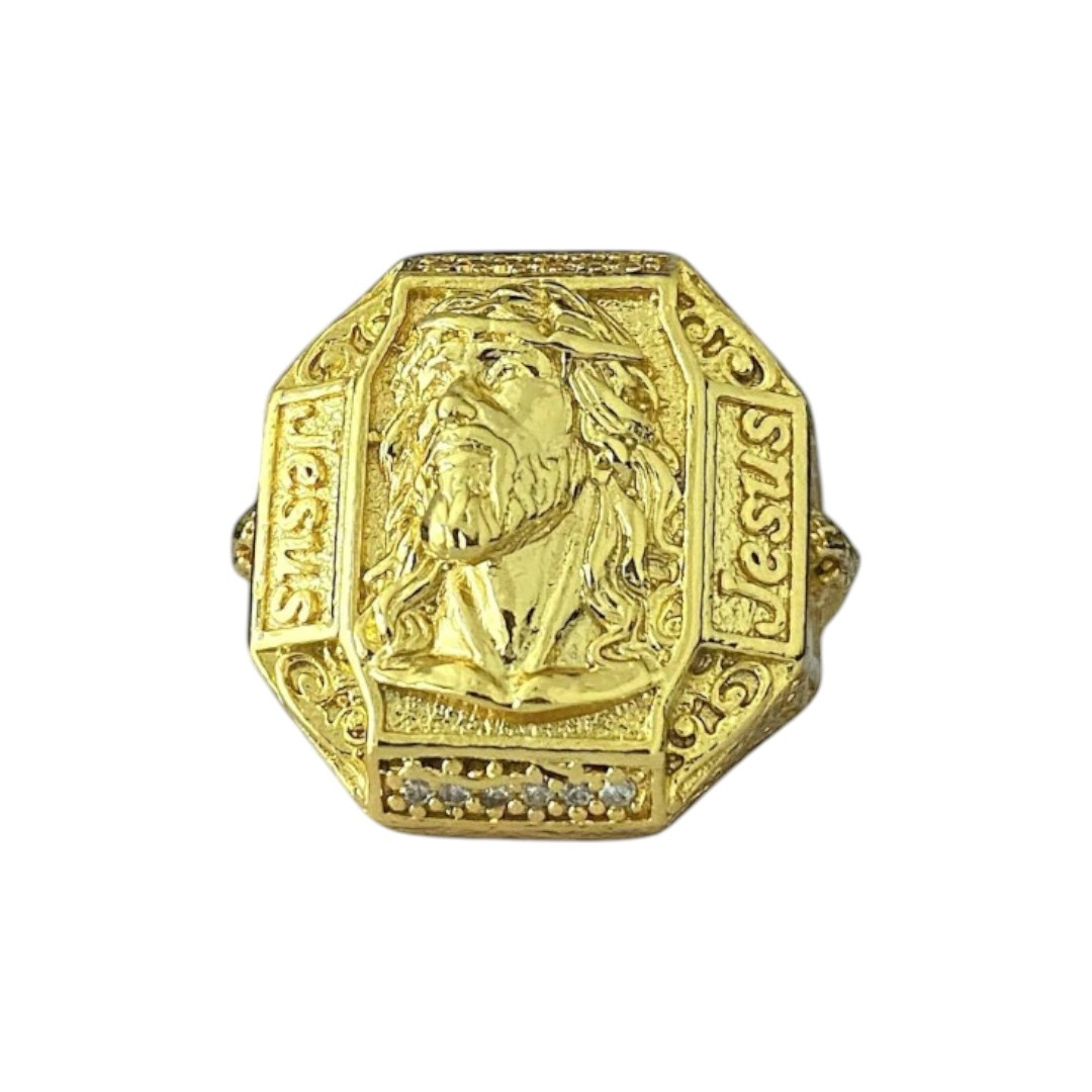 15328239951 Anel Jesus Cristo Lado Banhado A Ouro 18K 2