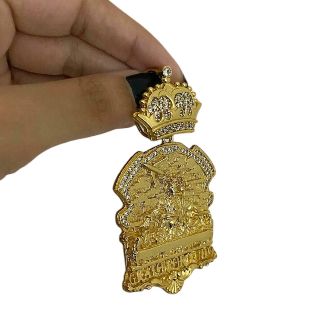 Pingente Cristo Grato Por Tudo G - Banhado A Ouro 18K - Imagem 2