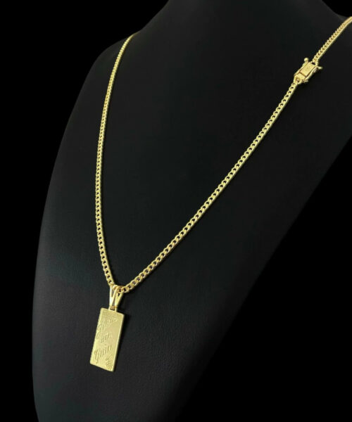 Cordão Pitbull 3mm + Pingente Jesus Me Guia - Banhado a Ouro