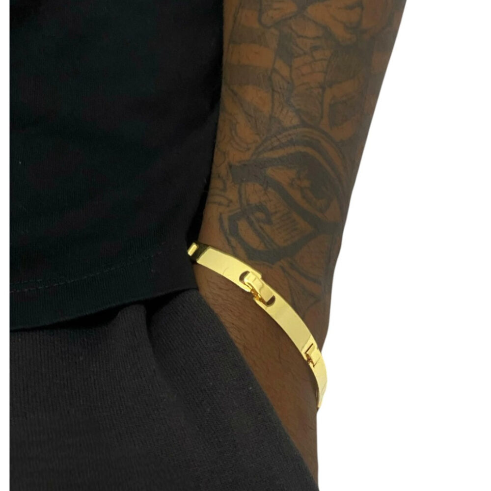 Bracelete Liso 6Mm - Banhado A Ouro 18K - Imagem 4