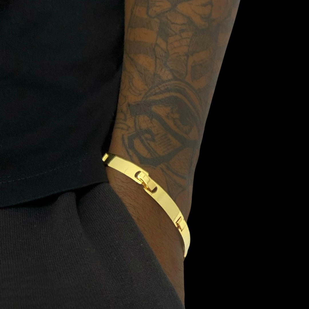 15328273981 Bracelete Liso 6Mm Banhado A Ouro 18K Preto 1