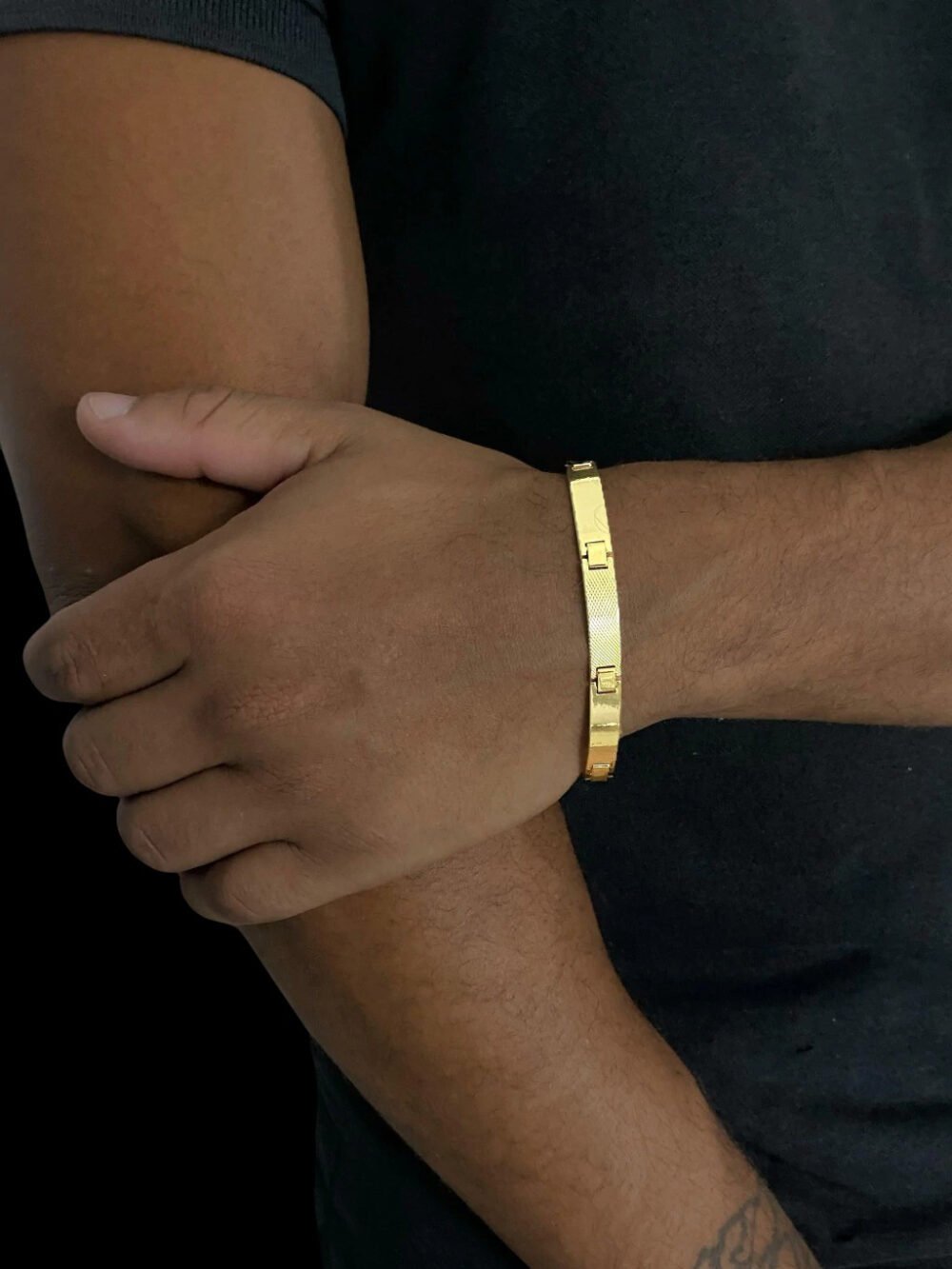 Bracelete Frisado 10Mm - Banhado A Ouro 18K - Imagem 3