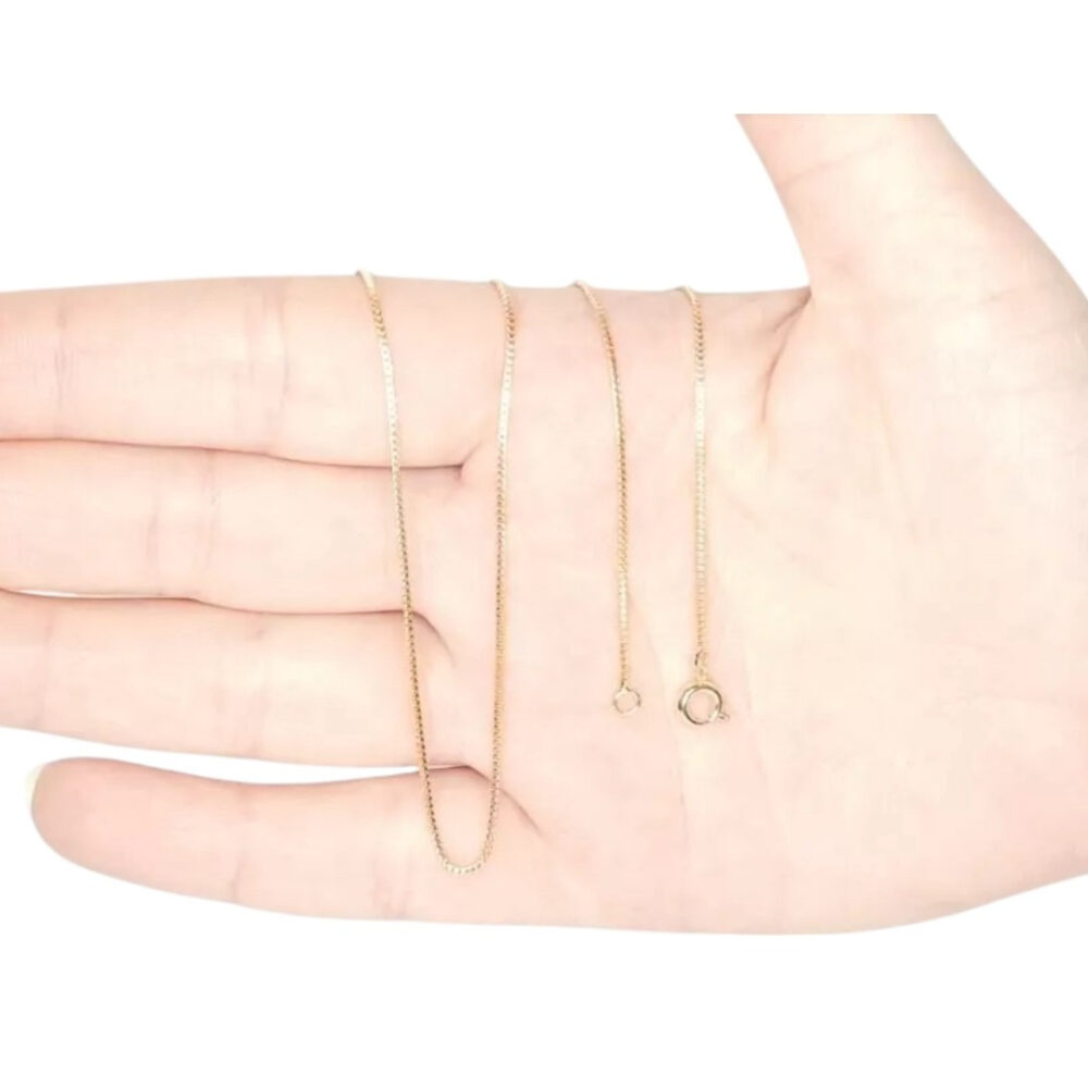 Correntinha Fina Unissex Veneziana 1Mm/50Cm Banhado A Ouro - Imagem 3