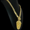 15332404016 Cordao Friso S 13Mm Pingente Cristo Leao Oval Banhado A Ouro 18K