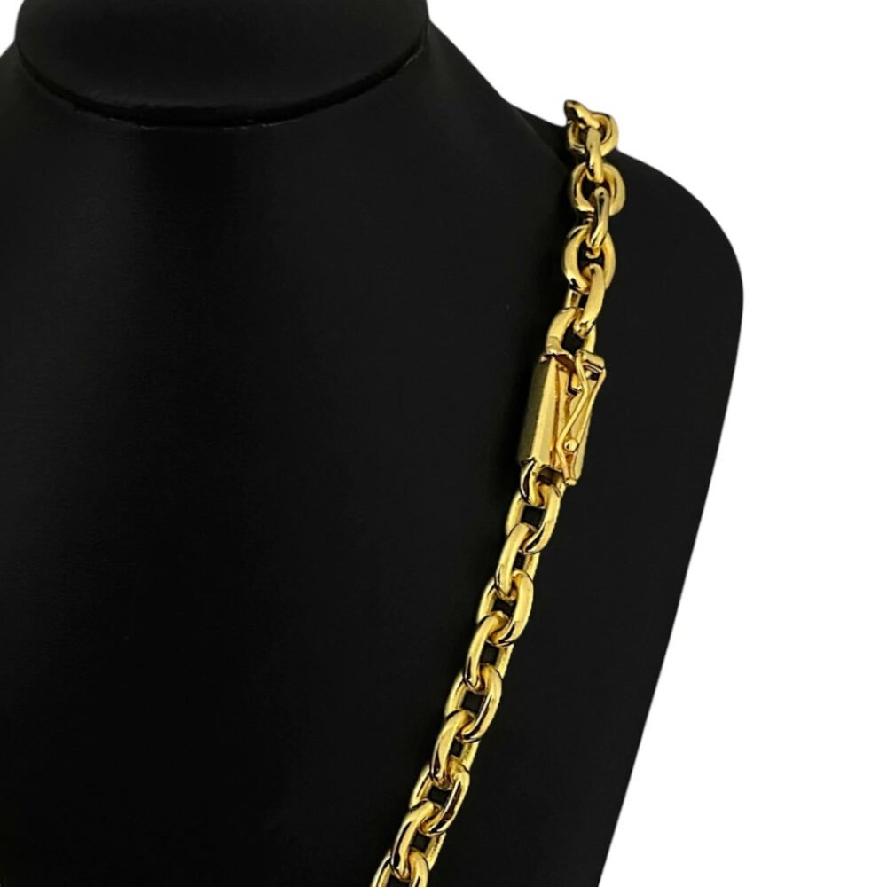 Cordão Cadeado 12Mm + Pingente Leão Rei - Banhado A Ouro - Imagem 3