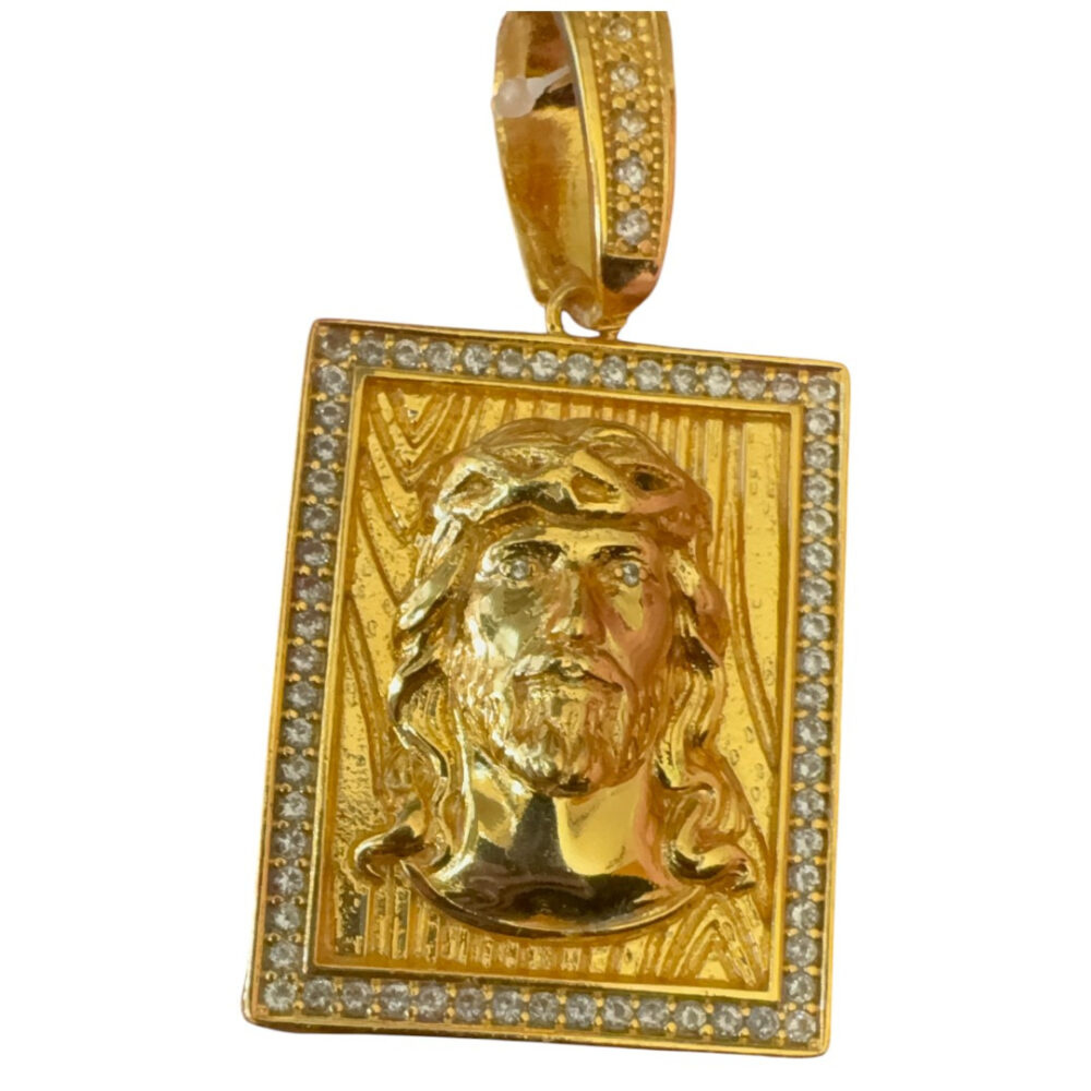 Pingente Jesus Quadrado Cravejado - Banhado A Ouro 18K - Imagem 2