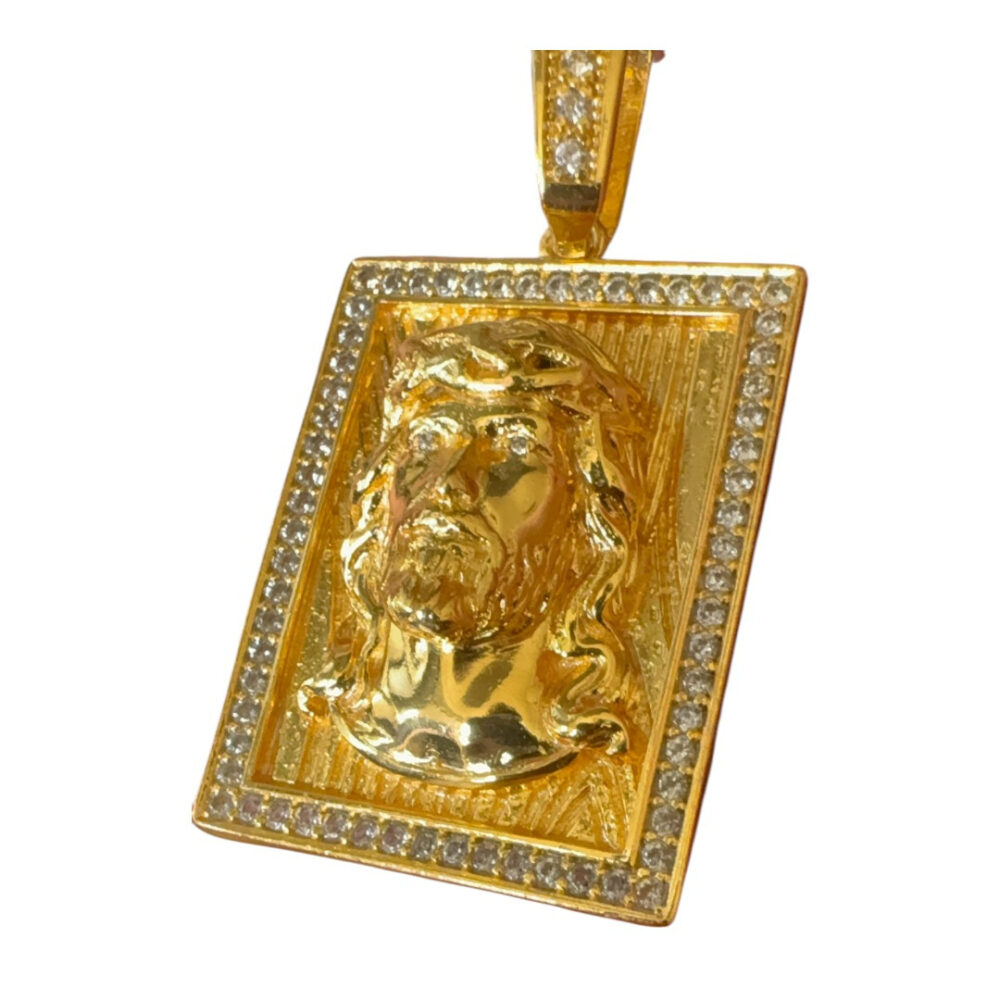 Pingente Jesus Quadrado Cravejado - Banhado A Ouro 18K - Imagem 3