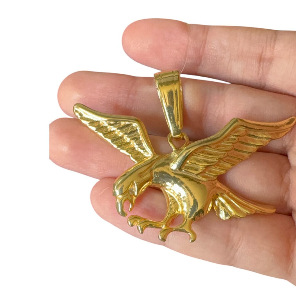 Pingente Águia G - Banhado A Ouro 18K - Imagem 3