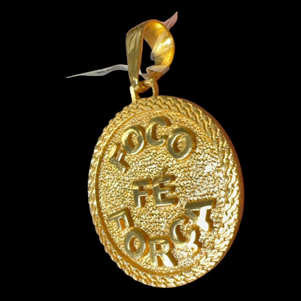 Pingente Foco, Força, Fé - Banhado A Ouro 18K