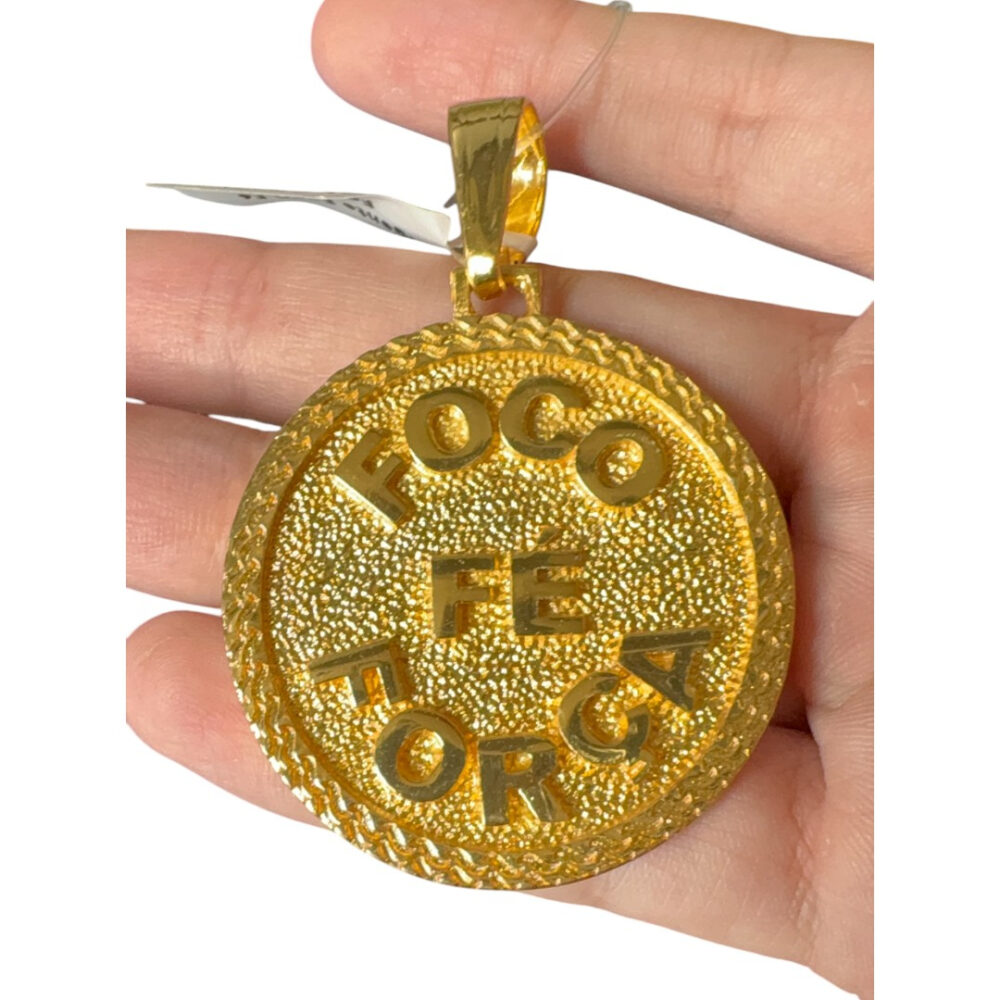 Pingente Foco, Força, Fé - Banhado A Ouro 18K - Imagem 2