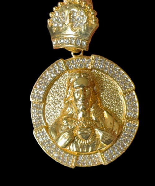 Pingente Jesus Placa Redonda - Banhado a ouro 18k