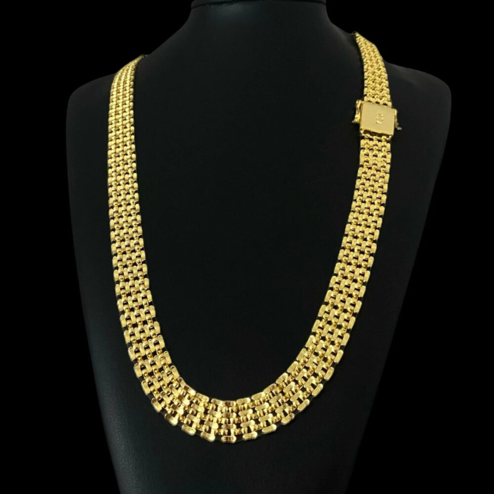 Cordão Elo Americano 13Mm Banhado A Ouro 18K