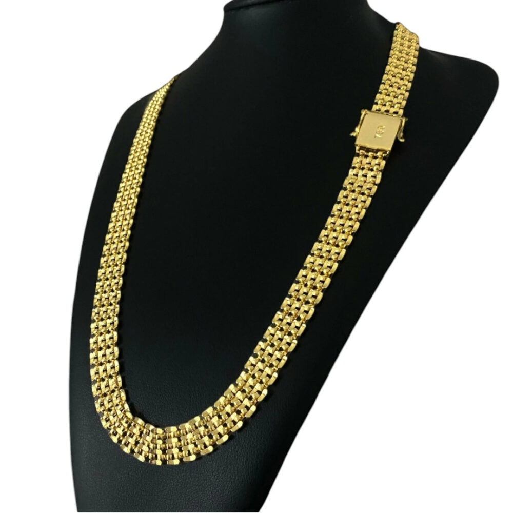 Cordão Elo Americano 13Mm Banhado A Ouro 18K - Imagem 3