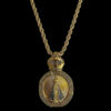 15348320561 Corrente 6Mm Baiano Fecho Canhao Pingente Nossa Senhora Moldura Cravejado Banhado A Ouro 18K