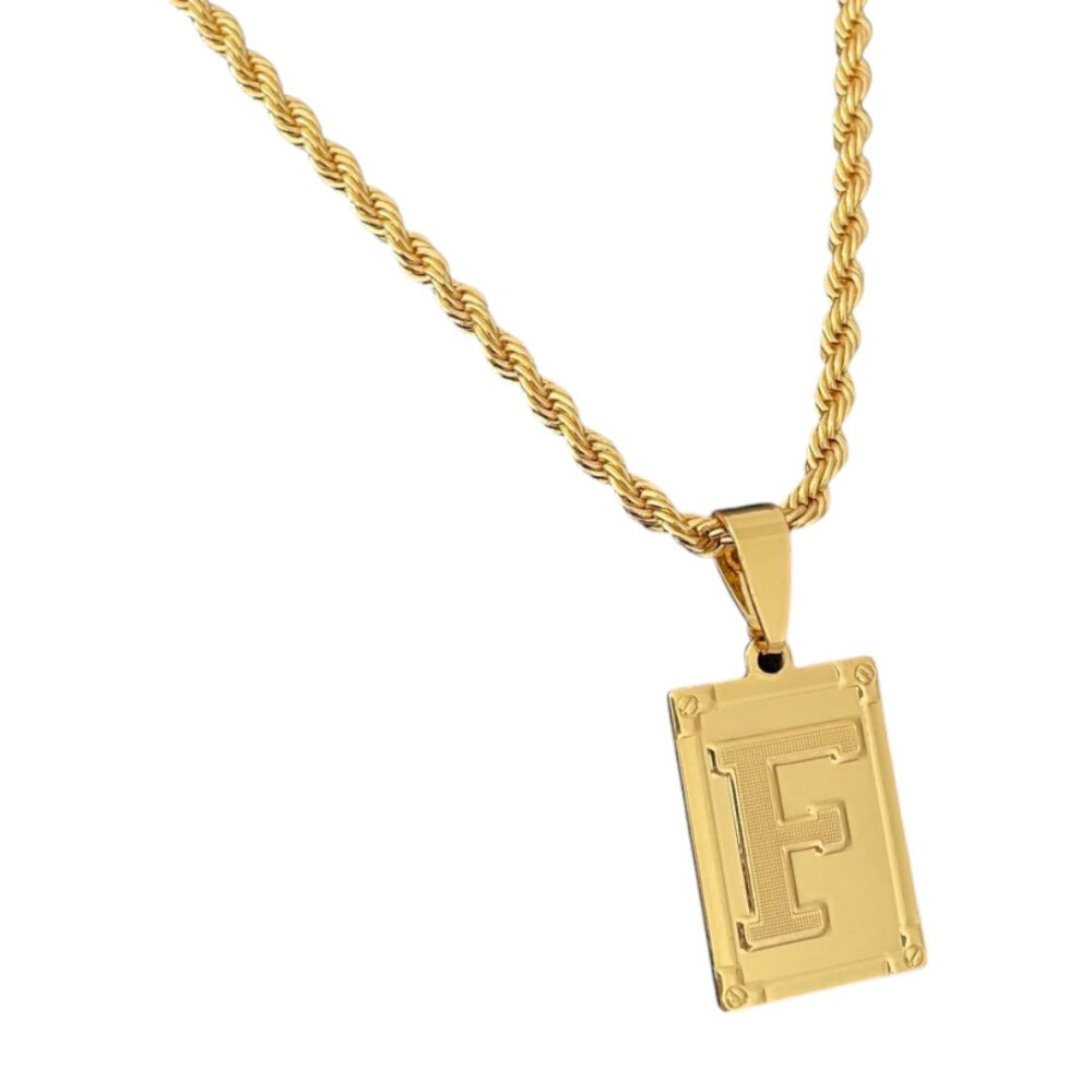 Cordão 5Mm Baiano + Pingente Letra - Banhado A Ouro - Imagem 3