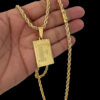 15348322750 Corrente 5Mm Baiano Fecho Canhao Pingente Letra Banhado A Ouro 18K 3