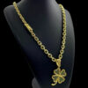 15348341924 Corrente 8Mm Cadeado Fecho Premium Pingente Trevo Cravejado Banhado A Ouro 18K Lancamento 2 1