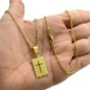 15348349255 Corrente 2Mm Cadeado Fecho Premium Pingente Crucifixo Vazado Banhado A Ouro 18K Lancamento 1