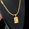 15348350176 Corrente 6Mm Cadeado Duplo Fecho Marcacao 750 Pingente Letra Banhado A Ouro 18K 3 1