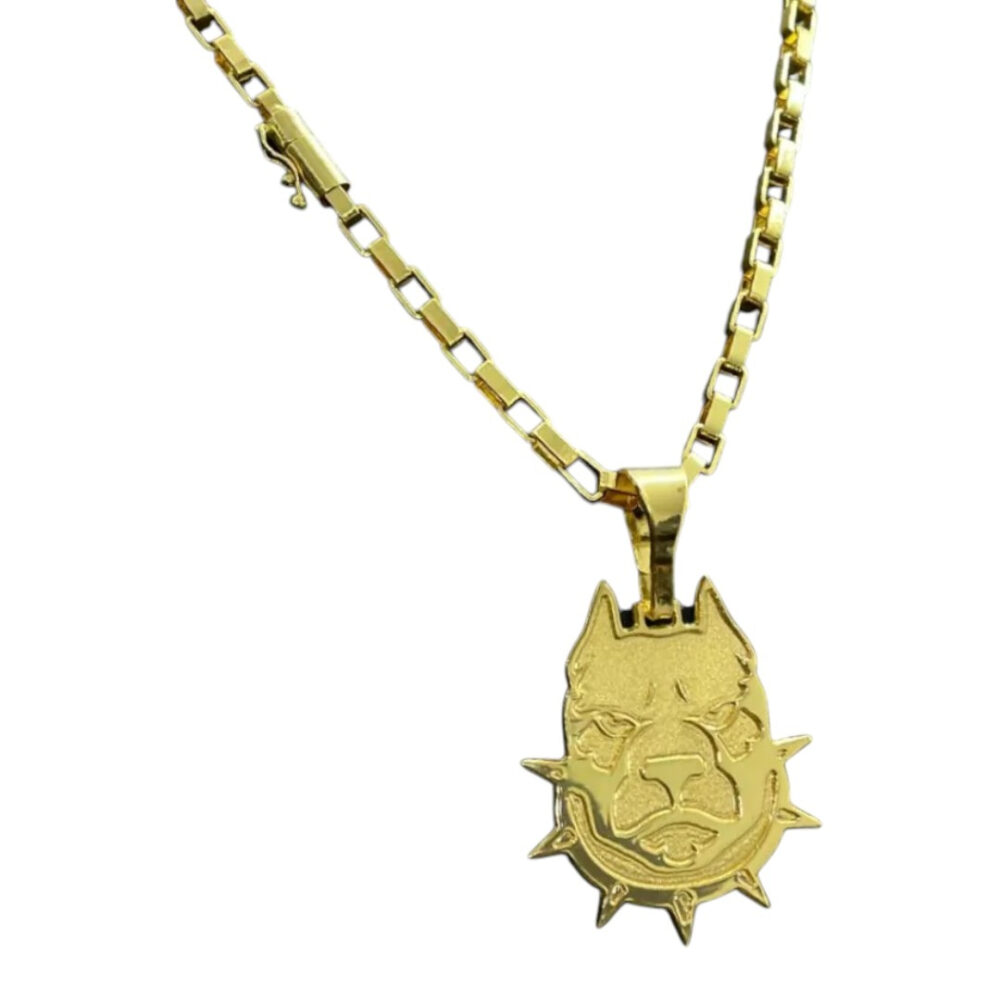 Cordão 6Mm Tijolinho Curto + Pingente Pai Nosso - Banhado A Ouro - Imagem 3