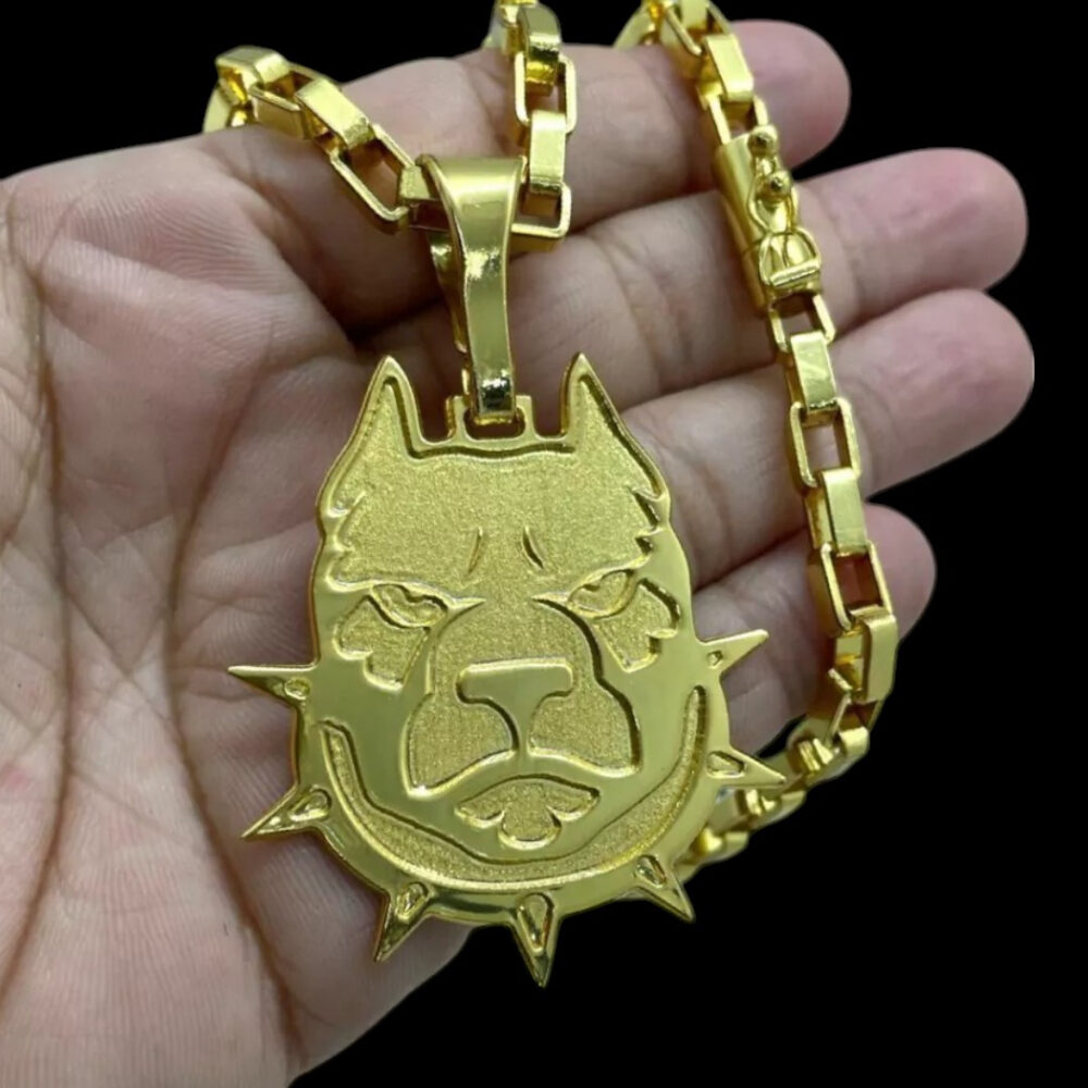 Cordão 6Mm Tijolinho Curto + Pingente Pai Nosso - Banhado A Ouro