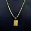 15348355031 Corrente 6Mm Tijolinho Canhao Pingente Letra Banhado A Ouro 18K 2 1