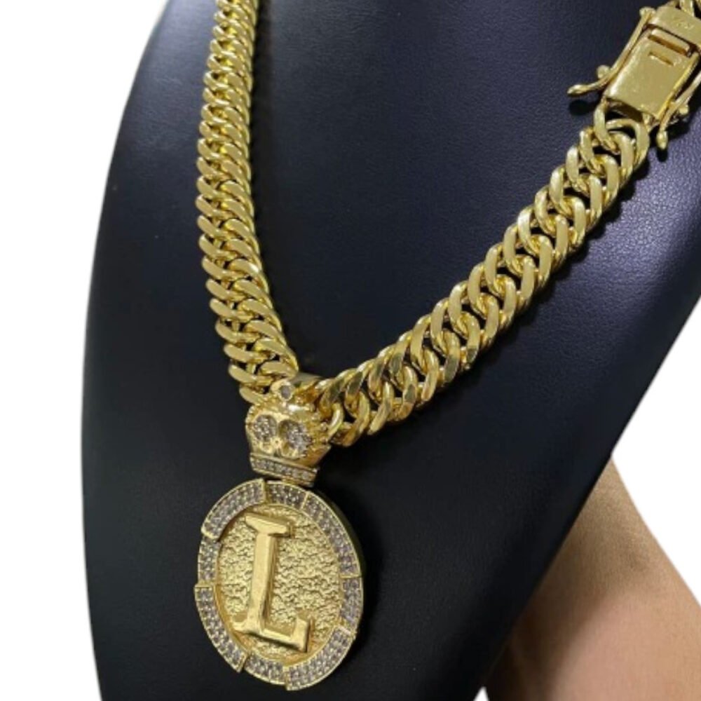 Cordão 15Mm Grumet + Pingente Letra - Banhado A Ouro 18K - Imagem 3