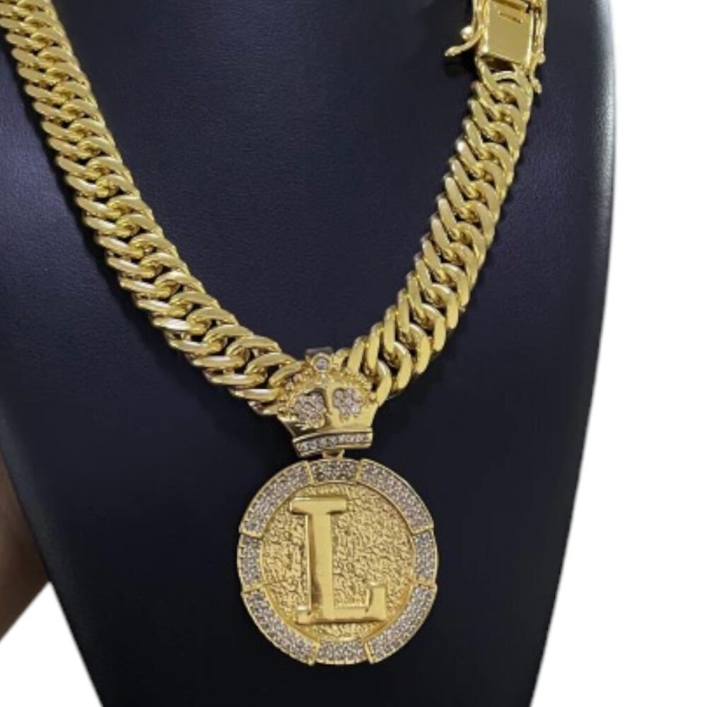 Cordão 15Mm Grumet + Pingente Letra - Banhado A Ouro 18K - Imagem 4