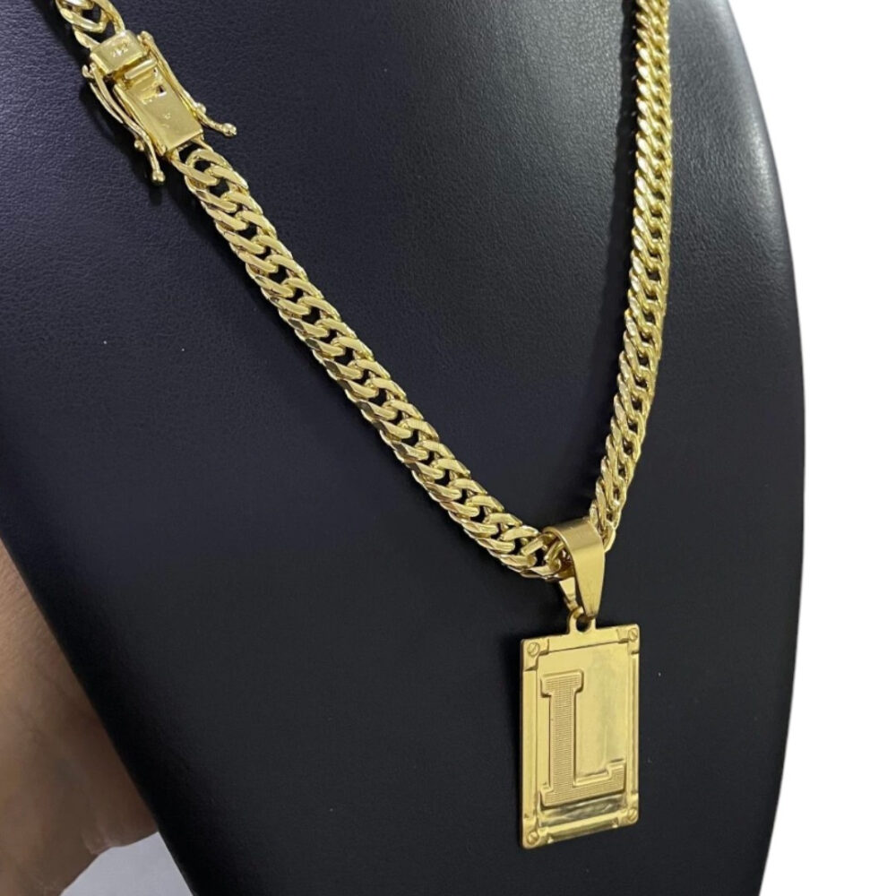 Cordão 7Mm Grumet + Pingente Letra - Banhado A Ouro 18K - Imagem 3