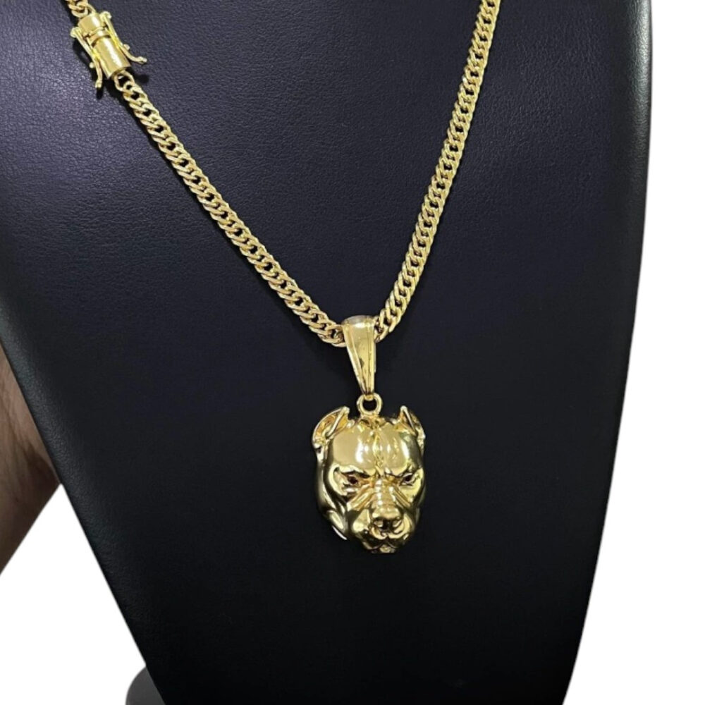 Cordão 7Mm Grumet + Pingente Pitbull - Banhado A Ouro 18K - Imagem 4