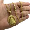 15348370245 Corrente 2Mm Grumet Fecho Premium Pingente Nossa Senhora Oval Vazado Banhado A Ouro 18K Lanca 1