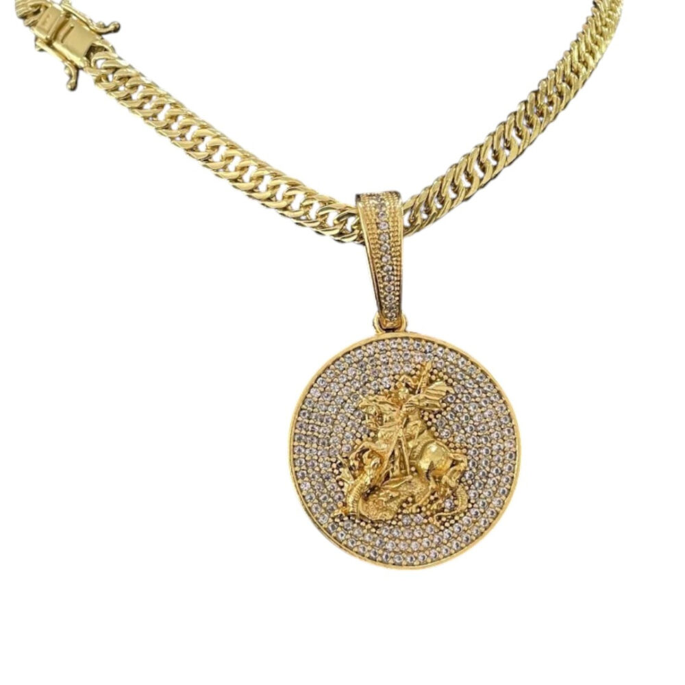 Cordão 10Mm Grumet + Pingente São Jorge - Banhado A Ouro - Imagem 3