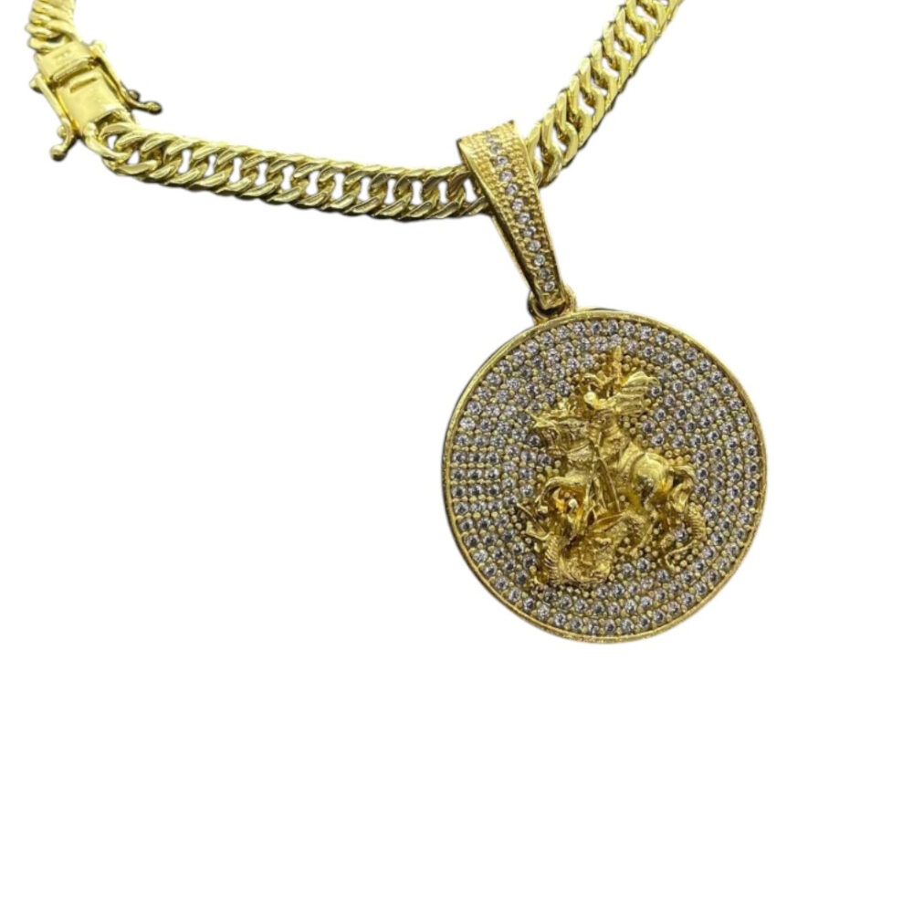 Cordão 10Mm Grumet + Pingente São Jorge - Banhado A Ouro - Imagem 2