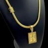 15348372165 Corrente 7Mm Grumet Cubano Fecho Marcacao 750 Pingente Letra Cravejado Banhado A Ouro 18K La 1