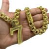 15348399237 Corrente 12Mm Friso Triplo Fecho Premium Pingente 7 Cravejado Banhado A Ouro 18K Lancamento 1
