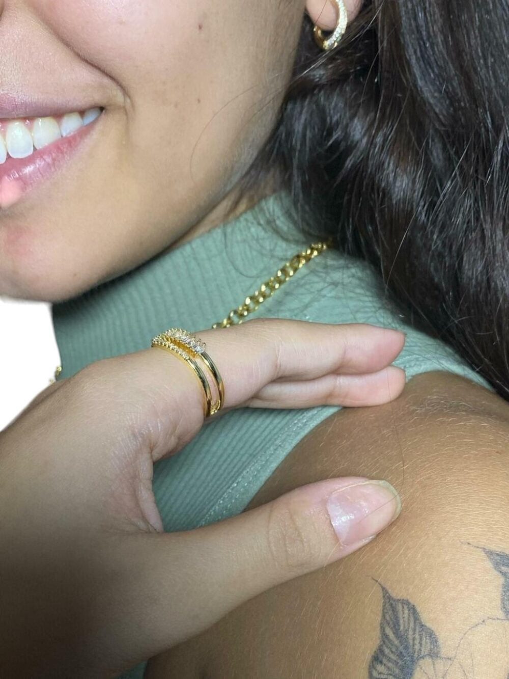 Kit Banhado: Cordão 5Mm, Relicário, Anel, Brinco, Bracelete - Imagem 3