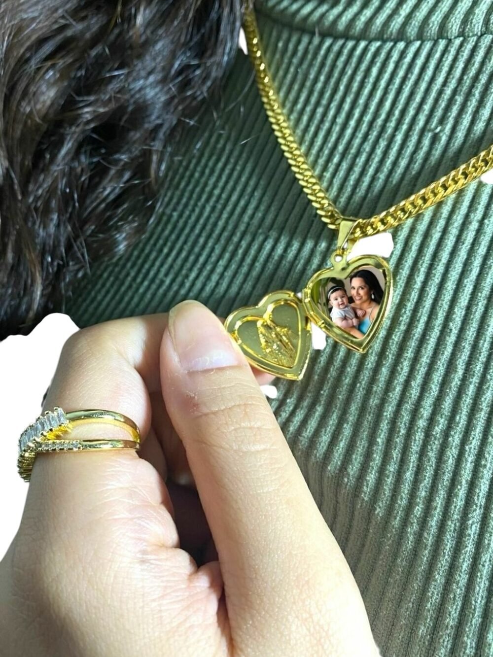 Kit Banhado: Cordão 5Mm, Relicário, Anel, Brinco, Bracelete - Imagem 2