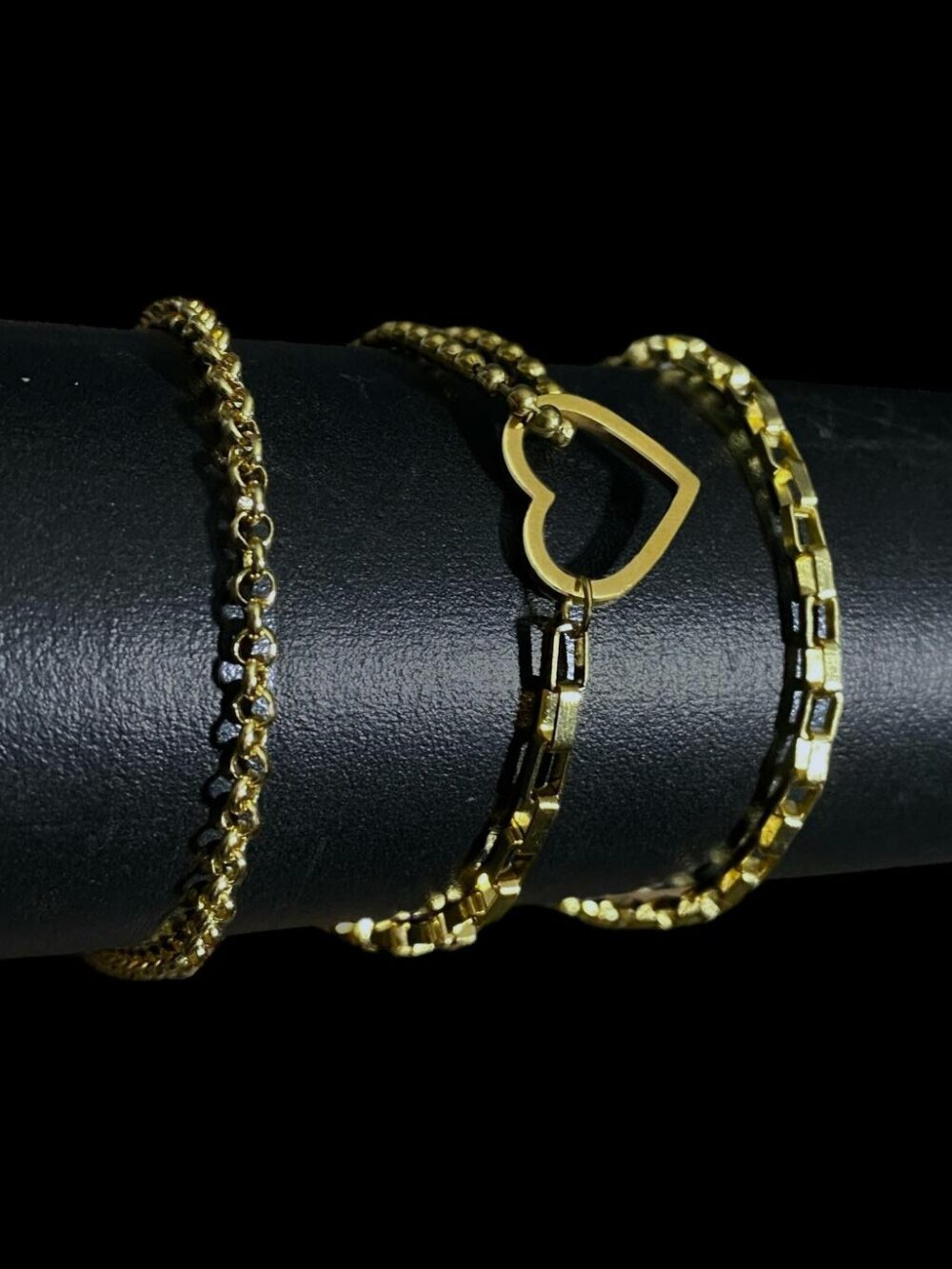 Kit Pulseiras 3Mm + Pulseira Coração Feminina Banhado A Ouro - Imagem 4