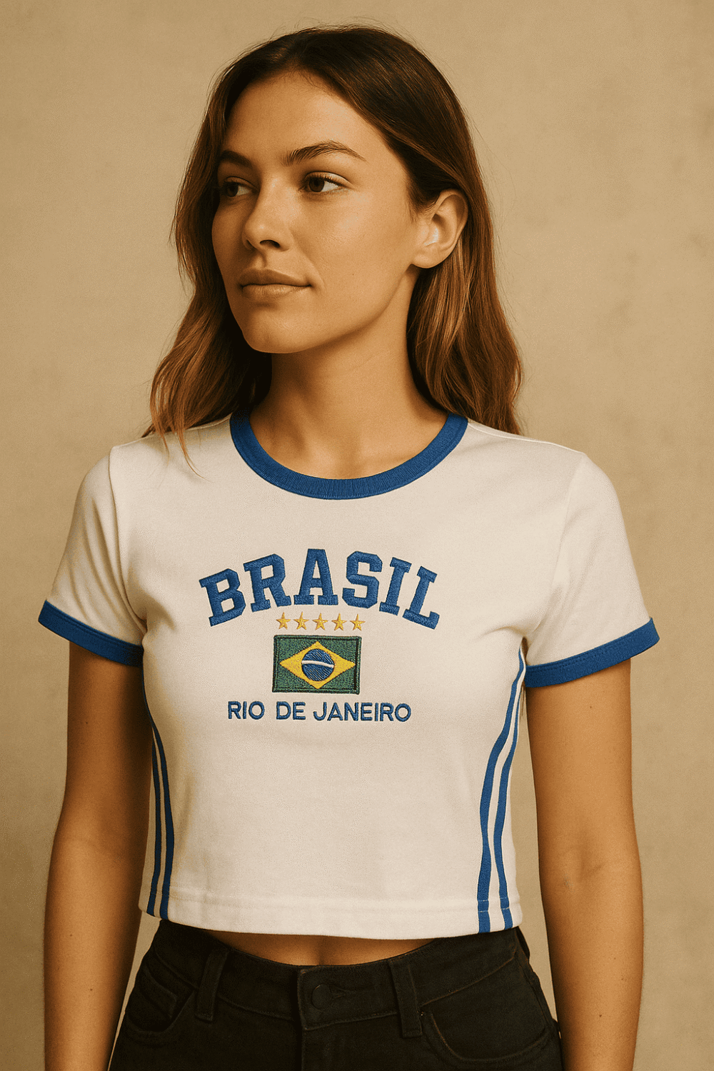 Camisa Do Brasil Bordada Babylock Retrô Vintage Listras Laterais - Imagem 29