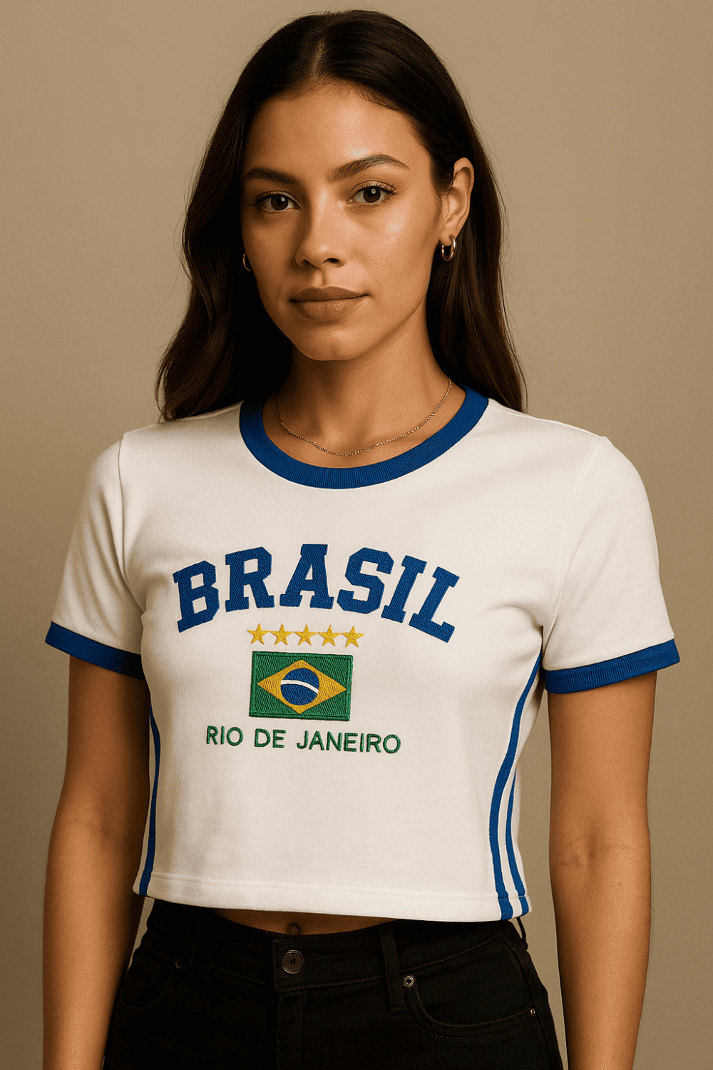 Camisa Do Brasil Bordada Babylock Retrô Vintage Listras Laterais - Imagem 15
