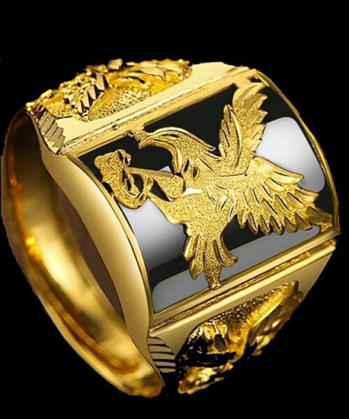 Anel Águia Ajustável - Banhado a Ouro 18k