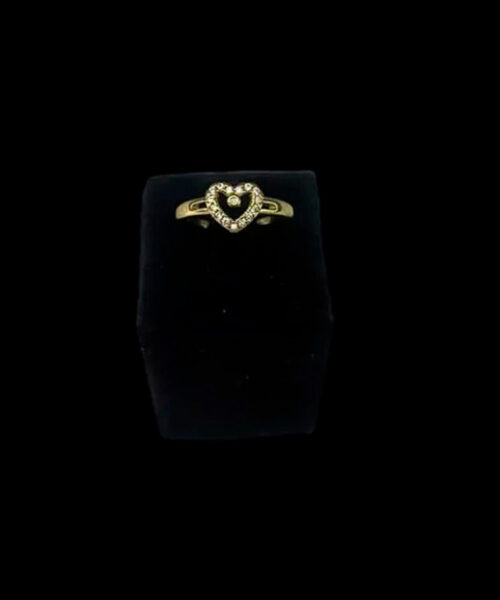Anel Ajustável Coração Brilhante Feminino - Banhado a Ouro 18k