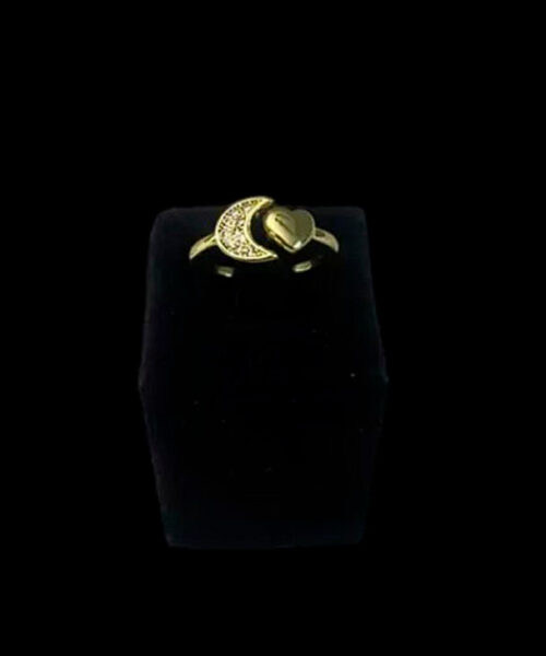 Anel Ajustável Feminino Meia Lua - Banhado a Ouro 18k