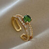 Anel Ajustavel Pedra Feminino Banhado A Ouro 18K